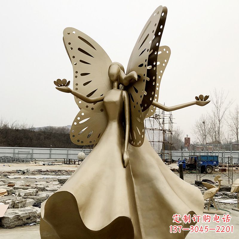 南阳不锈钢蝴蝶少女雕塑
