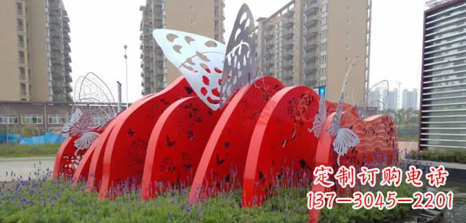 南阳不锈钢蝴蝶小区景观雕塑美丽的蝴蝶展翅