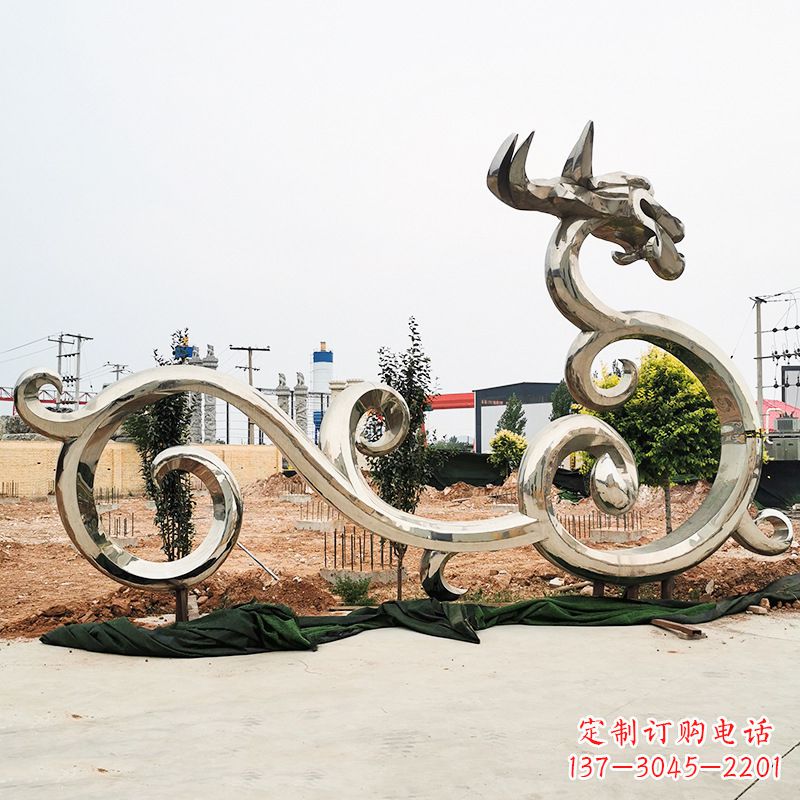 南阳不锈钢花边龙形雕塑传承中华文化精髓