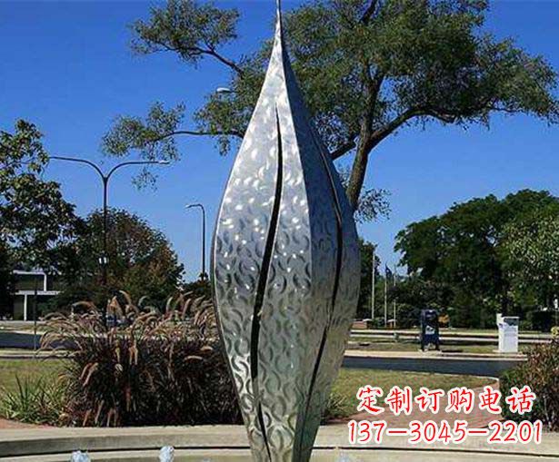 南阳不锈钢花骨朵喷泉雕塑精致细节展现精美艺术
