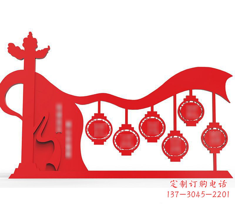 南阳灯笼雕塑传承社会主义核心价值观