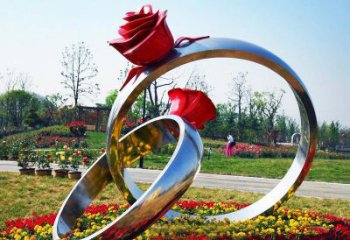 南阳不锈钢公园玫瑰花戒指雕塑精致精美的礼物