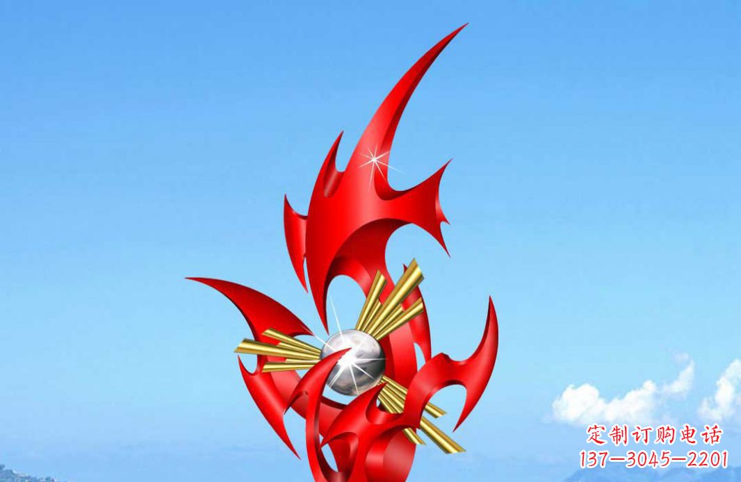 南阳不锈钢火苗抽象景观雕塑