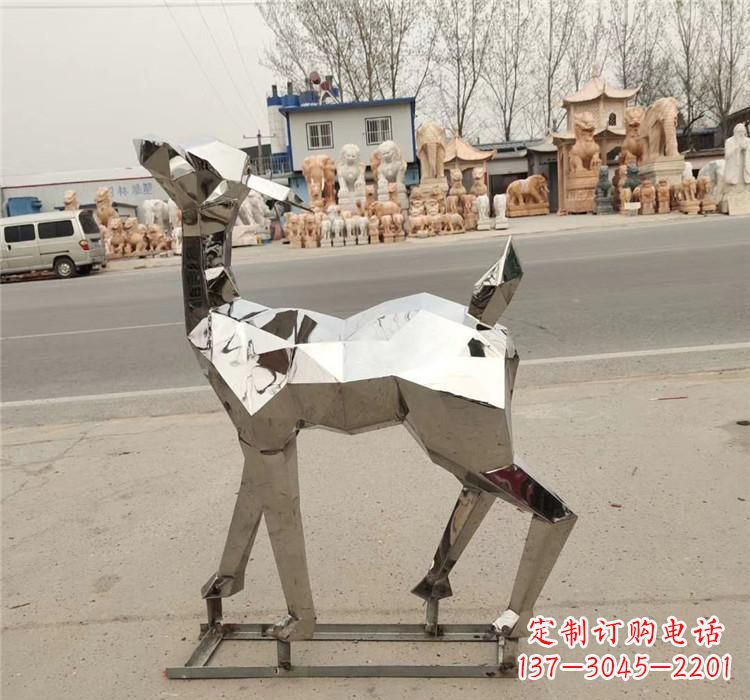 南阳不锈钢几何小鹿雕塑精美艺术品