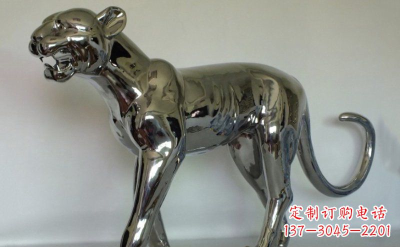 南阳不锈钢金钱豹雕塑给人以高贵气质的艺术瑰宝