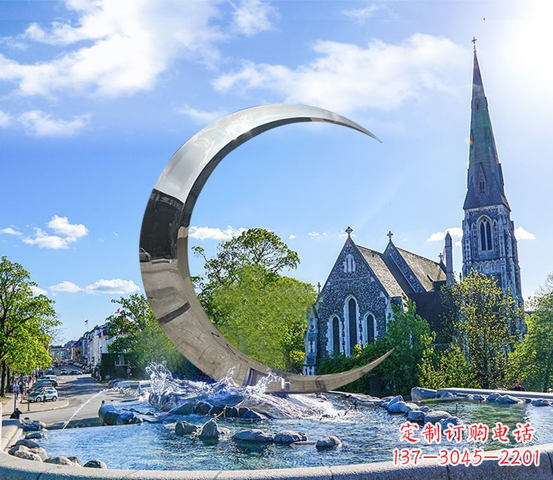 南阳不锈钢景观月亮雕塑精美绝伦