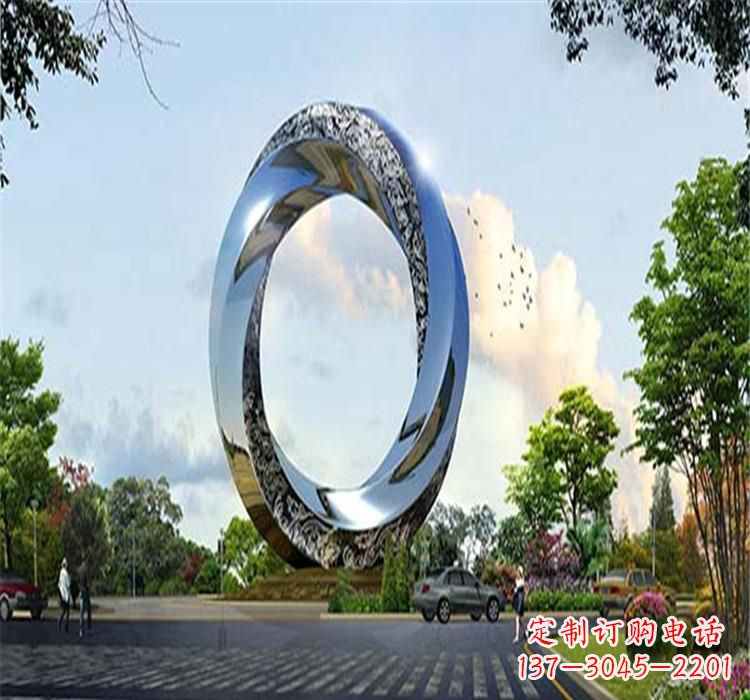 南阳不锈钢圆环雕塑美丽的空间装饰
