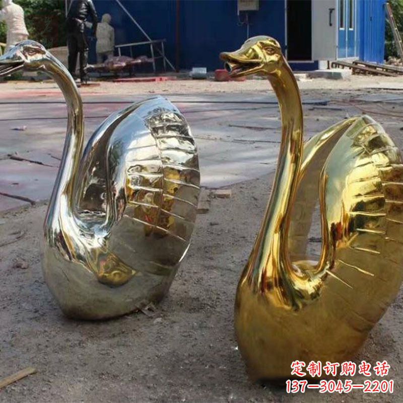 南阳不锈钢天鹅雕塑精美而绚丽