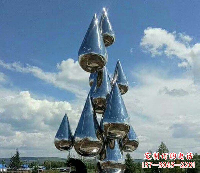 南阳不锈钢镜面大型水滴雕塑——艺术精美、精致优雅