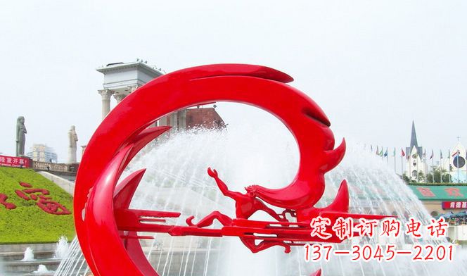 南阳夸父的传奇不锈钢雕塑
