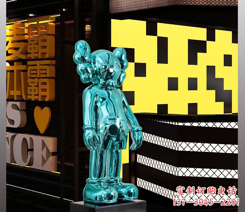南阳不锈钢蓝色机器人雕塑