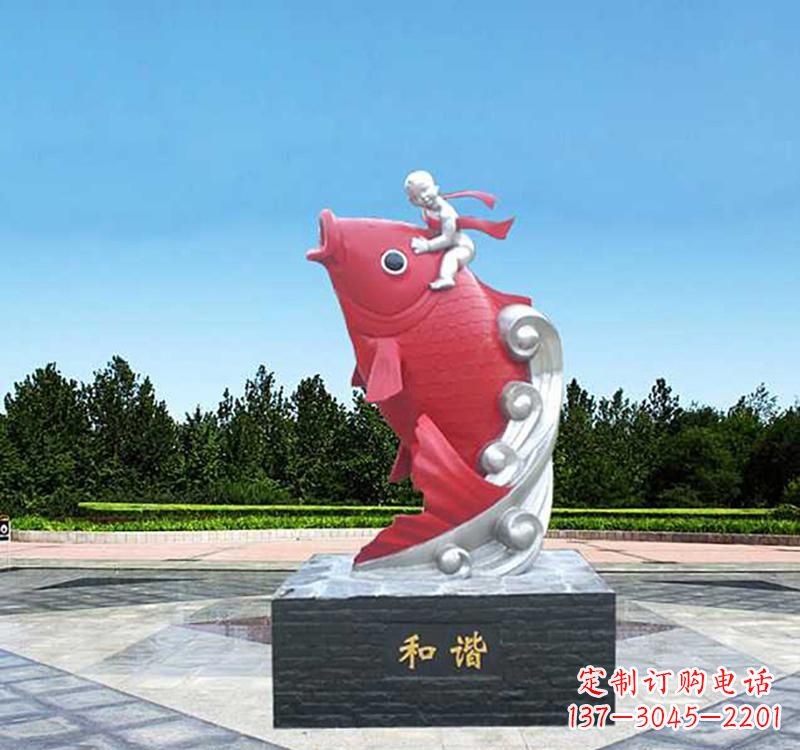 南阳不锈钢鲤鱼动物雕塑