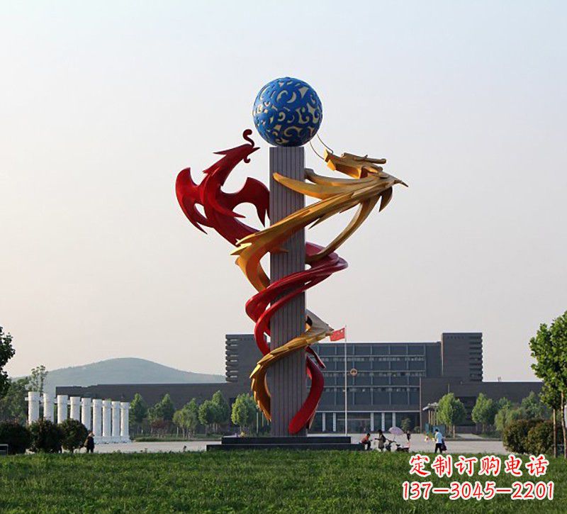 南阳不锈钢龙凤雕塑神秘而又神奇