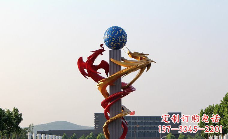 南阳龙凤呈祥一对不锈钢雕塑的精彩展示