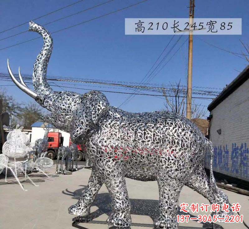 南阳不锈钢镂空大象造型雕塑