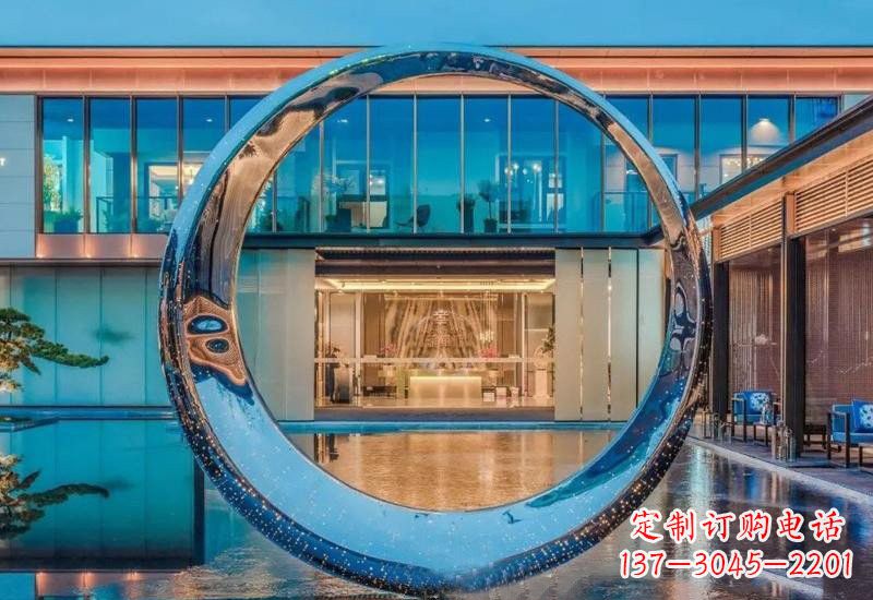 南阳不锈钢镂空灯光圆环雕塑
