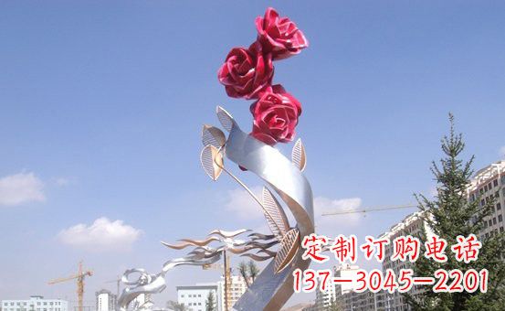 南阳不锈钢玫瑰雕塑精致的艺术之美