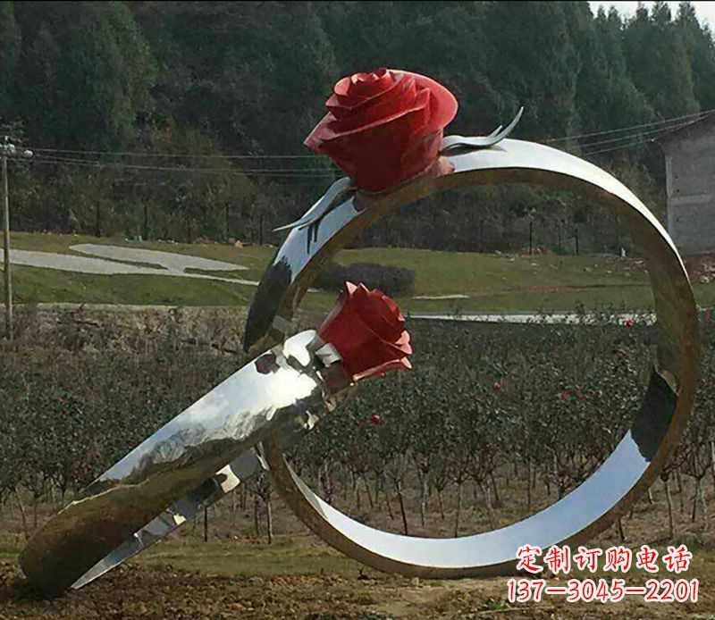 南阳不锈钢玫瑰雕塑精美的艺术珍品