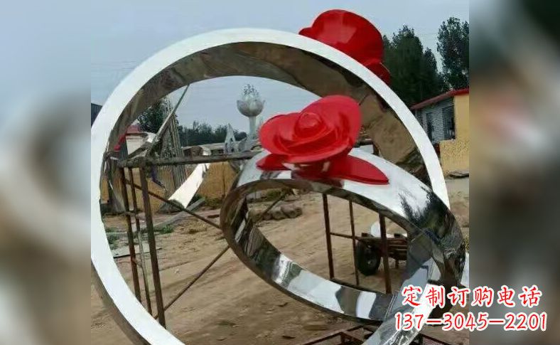 南阳不锈钢玫瑰花戒指雕塑