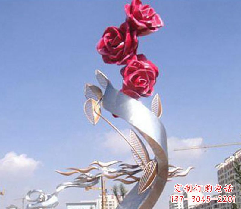 南阳不锈钢玫瑰雕塑精美的艺术品