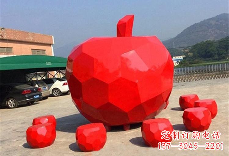 南阳不锈钢喷漆苹果雕塑