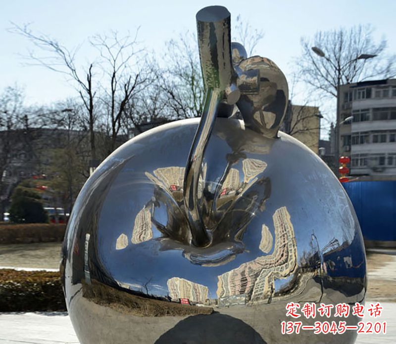 南阳不锈钢苹果镜面雕塑