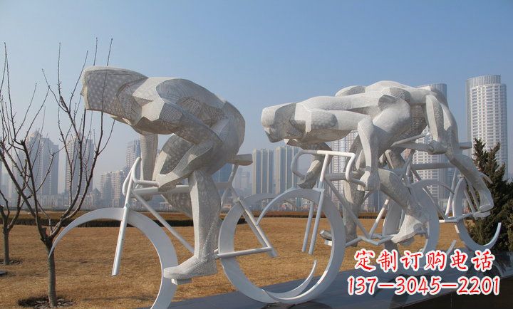 南阳展现运动风采的不锈钢自行车雕塑