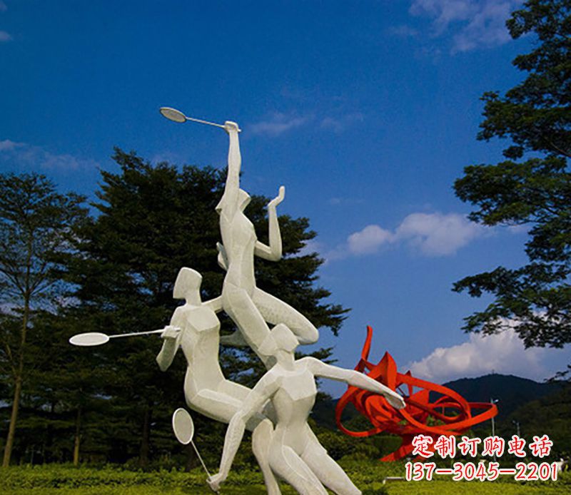 南阳不锈钢人物打羽毛球雕塑