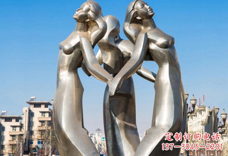 南阳不锈钢手拉手的女孩雕塑