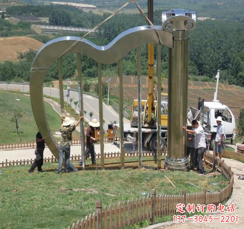 南阳音乐美学不锈钢竖琴雕塑