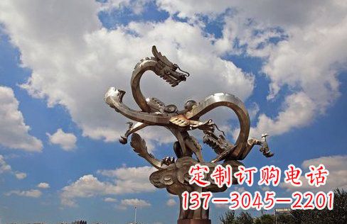南阳不锈钢双龙戏珠雕塑——千古传说的艺术瑰宝
