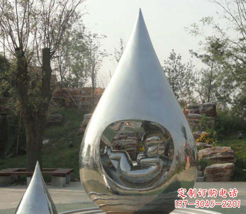 南阳不锈钢水滴雕塑精致简约的艺术之美