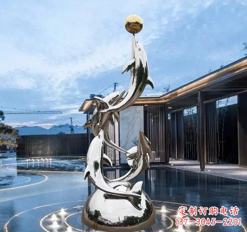 南阳不锈钢水景海豚雕塑