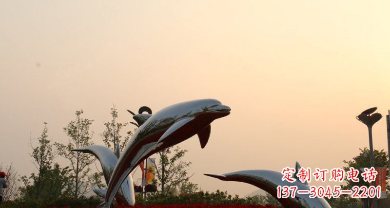 南阳不锈钢海豚雕塑跳跃的美丽