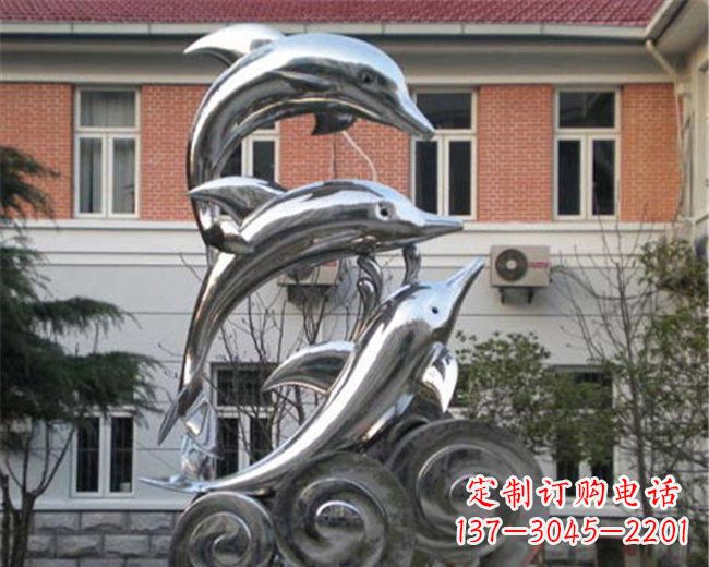 南阳不锈钢海豚雕塑跳跃的海洋精灵