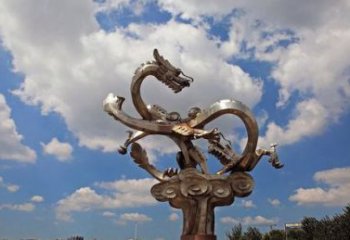 南阳不锈钢双龙戏珠雕塑——千古传说的艺术瑰宝