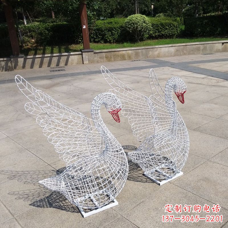 南阳不锈钢网格展翅天鹅雕塑
