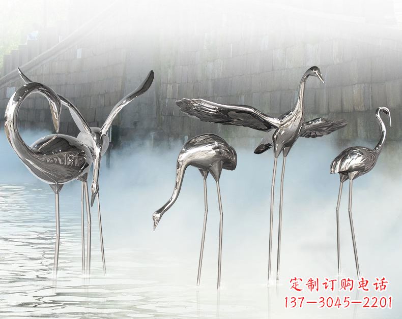 南阳不锈钢仙鹤飞鸟雕塑传承传统文化