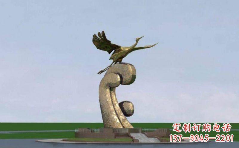 南阳不锈钢仙鹤雕塑象征着美丽和宁静