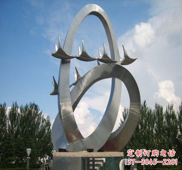 南阳大雁飞翔——不锈钢现代大雁雕塑