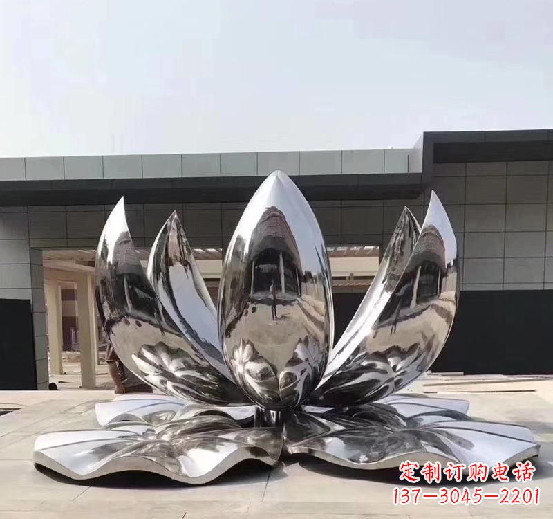 南阳不锈钢现代镜面荷花雕塑精美绝伦