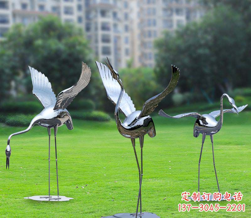 南阳不锈钢仙鹤雕塑展现传统文化风采