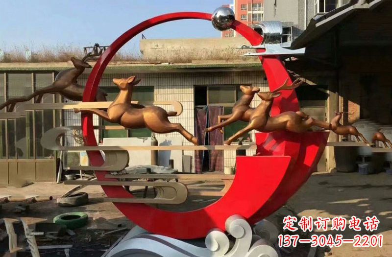 南阳不锈钢制作的梅花鹿雕塑