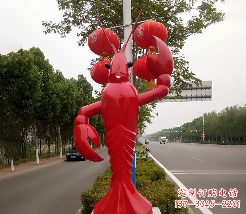 南阳不锈钢小龙虾雕塑精美之灵