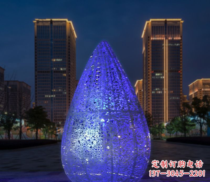 南阳不锈钢小区照明美轮美奂的水滴雕塑