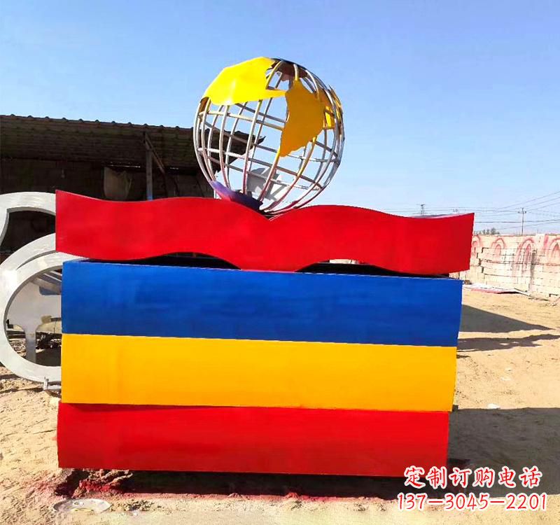 南阳不锈钢校园地球仪雕塑缅怀地球之美