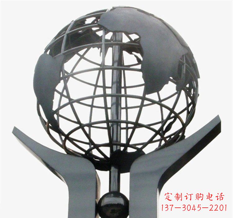 南阳象征地球一体的不锈钢校园手托地球雕塑