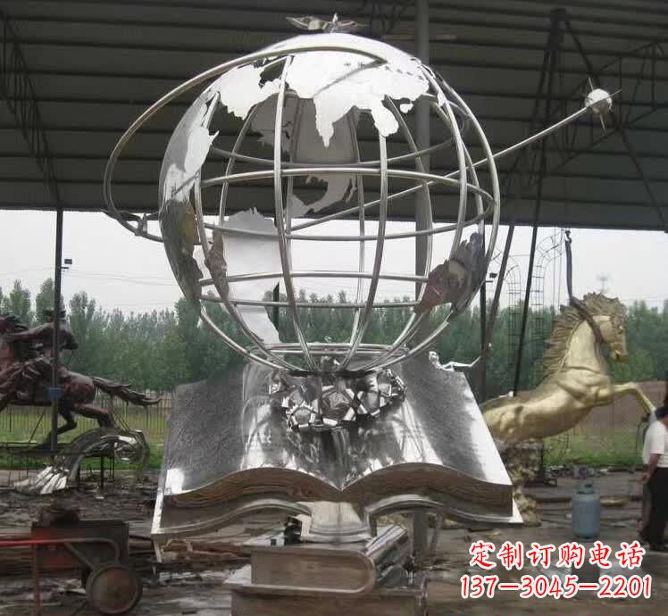 南阳不锈钢地球仪雕塑精美的自然之美