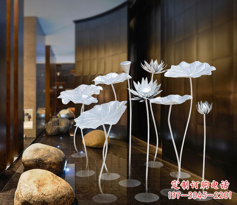 南阳不锈钢银色荷花雕塑精美外形魅力无限