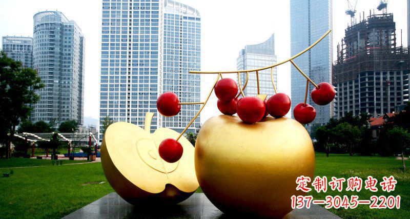 南阳不锈钢苹果雕塑,添彩公园景观